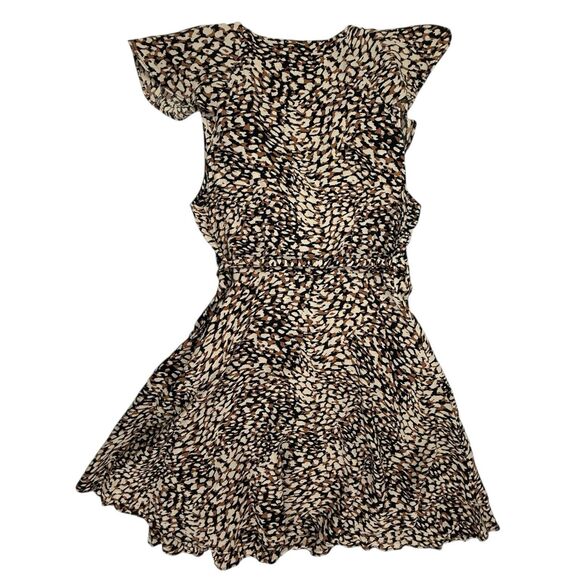 Free People French Quarter Print Wrap Mini Dress Women XS Ruffle Animal Print - Picture 5 of 12